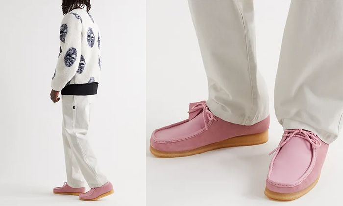 мужские ботинки розового цвета
